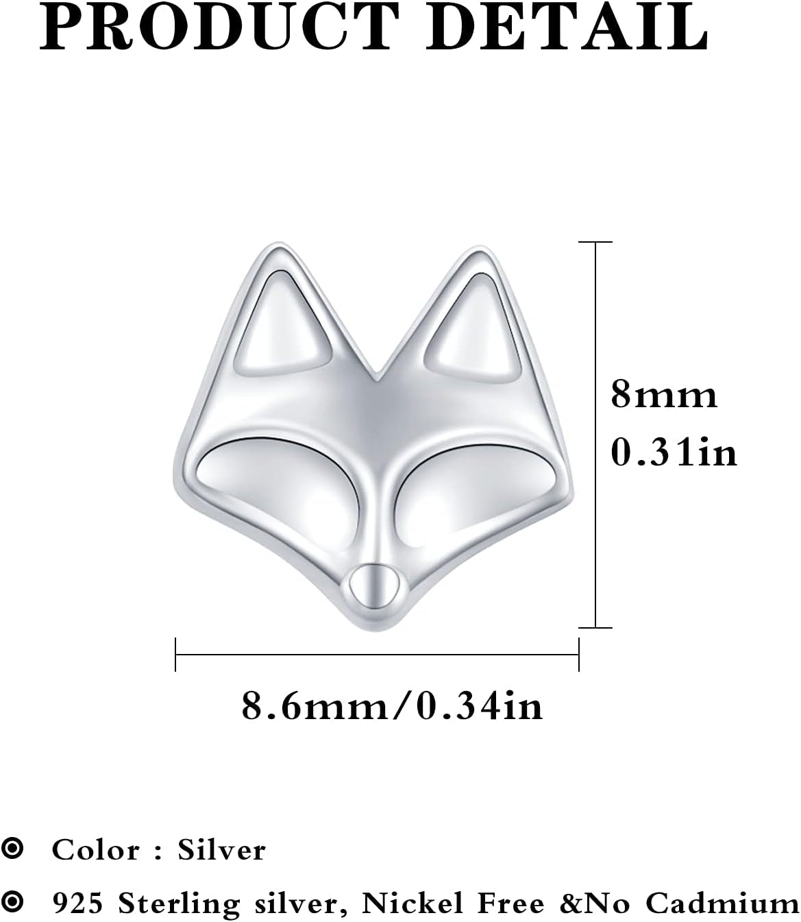 Animal Earrings, Graduation Gift Cat Panda Fox Wolf Hummingbird Frog Giraffe 925 Sterling Silver Animal Stud Earrings for Women Girls