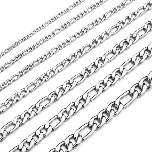 Figaro Chain Necklace Stainless Steel Real Gold Plated Chains for Men Women Jewelry Gift for Men Women