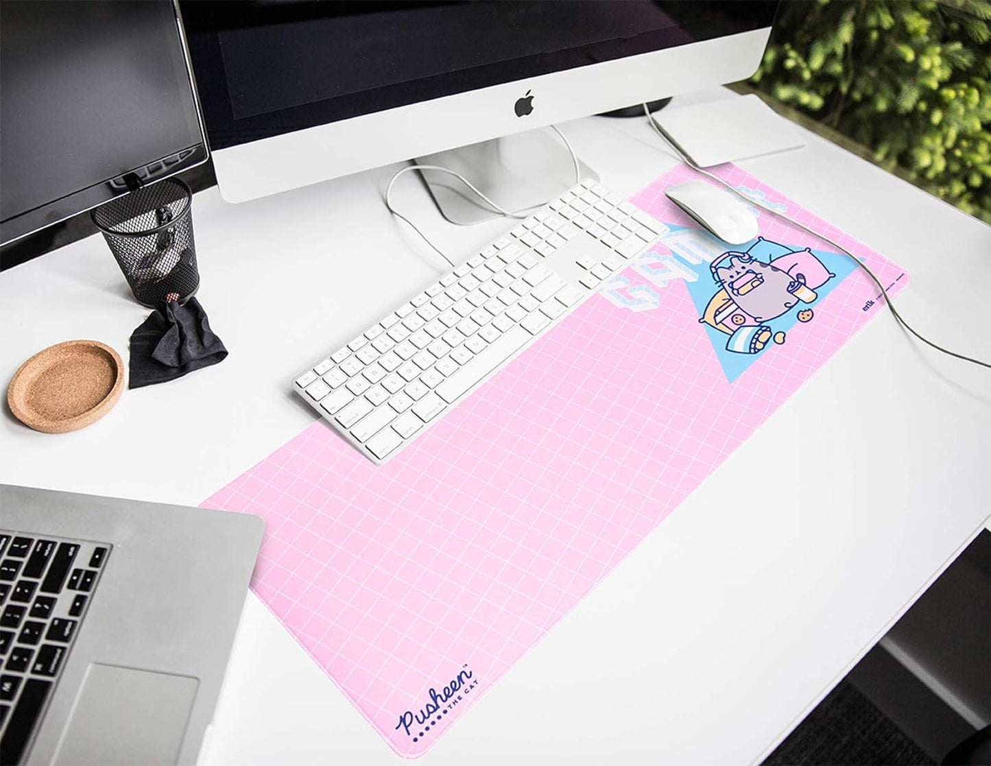 Pusheen Rose Collection XXL Mouse Mat Desk Pad 31.5 X 13.78 Inch Non-Slip Rubber Base, Gaming, Keyboard Mouse Mat - Pusheen Gifts - Pink Mouse Mat - Pink Mouse Pad - Pink Gaming