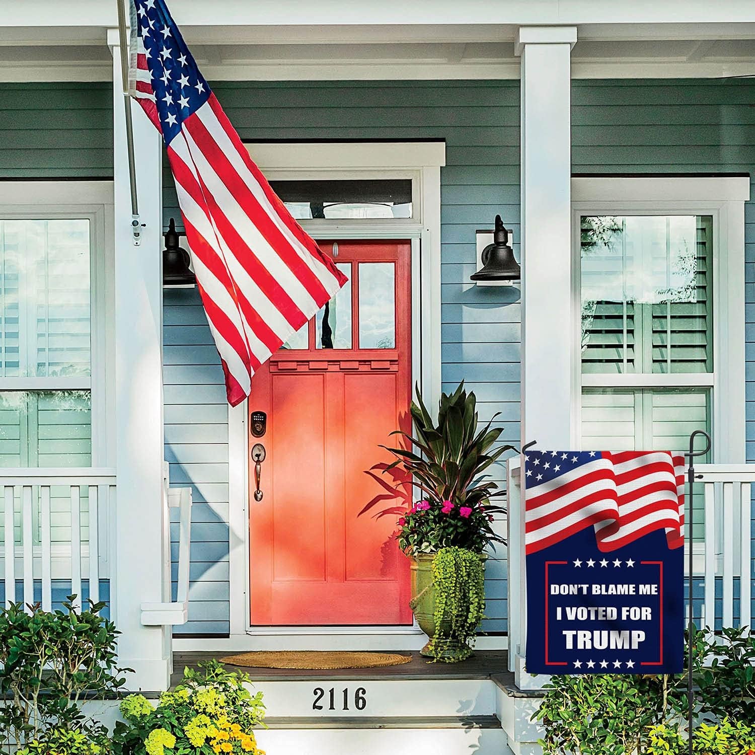 Trump 2024 Flag Don'T Blame Me I Voted for Trump Garden Flag Burlap Double Sided Vertical Patriotic USA Flag American President Election Banner Yard Outdoor Decoration 12.5 X 18 Inch