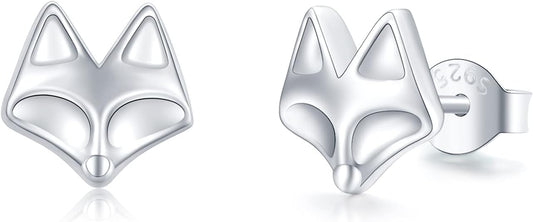 Animal Earrings, Graduation Gift Cat Panda Fox Wolf Hummingbird Frog Giraffe 925 Sterling Silver Animal Stud Earrings for Women Girls