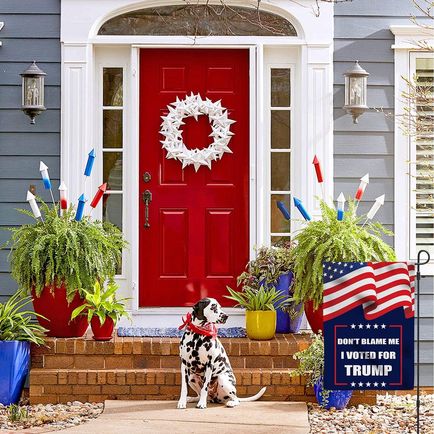 Trump 2024 Flag Don'T Blame Me I Voted for Trump Garden Flag Burlap Double Sided Vertical Patriotic USA Flag American President Election Banner Yard Outdoor Decoration 12.5 X 18 Inch