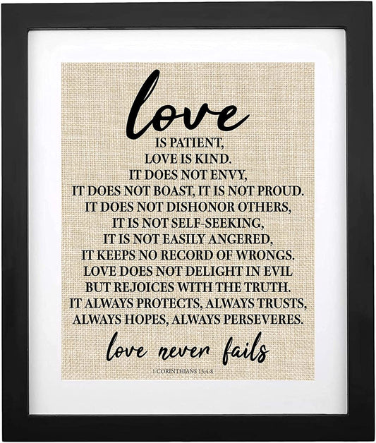 - 1 Corinthians 13, Love Is Patient Love Is Kind Love Never Fails Farmhouse Wall Sign