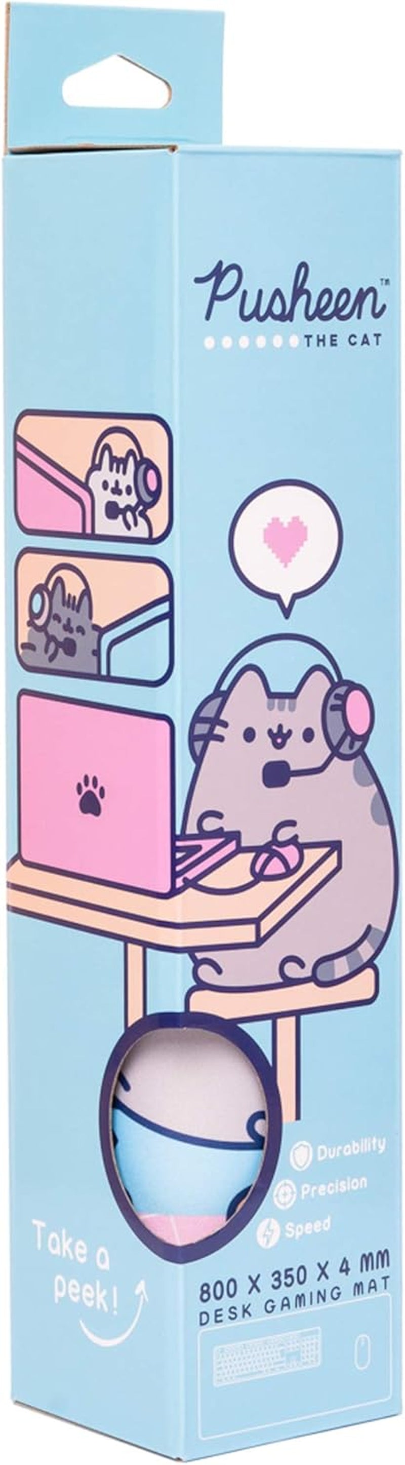 Pusheen Rose Collection XXL Mouse Mat Desk Pad 31.5 X 13.78 Inch Non-Slip Rubber Base, Gaming, Keyboard Mouse Mat - Pusheen Gifts - Pink Mouse Mat - Pink Mouse Pad - Pink Gaming