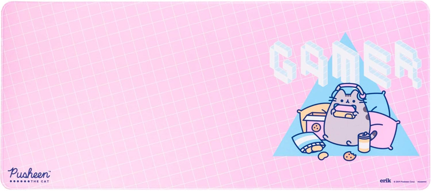 Pusheen Rose Collection XXL Mouse Mat Desk Pad 31.5 X 13.78 Inch Non-Slip Rubber Base, Gaming, Keyboard Mouse Mat - Pusheen Gifts - Pink Mouse Mat - Pink Mouse Pad - Pink Gaming
