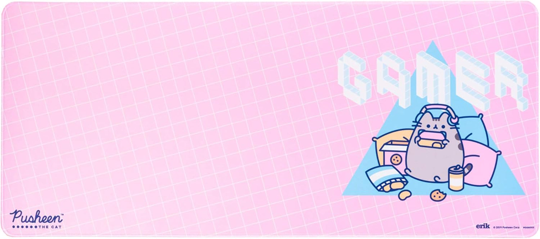 Pusheen Rose Collection XXL Mouse Mat Desk Pad 31.5 X 13.78 Inch Non-Slip Rubber Base, Gaming, Keyboard Mouse Mat - Pusheen Gifts - Pink Mouse Mat - Pink Mouse Pad - Pink Gaming