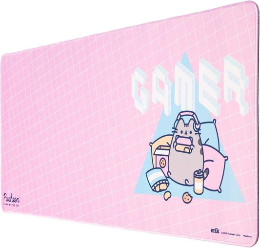 Pusheen Rose Collection XXL Mouse Mat Desk Pad 31.5 X 13.78 Inch Non-Slip Rubber Base, Gaming, Keyboard Mouse Mat - Pusheen Gifts - Pink Mouse Mat - Pink Mouse Pad - Pink Gaming