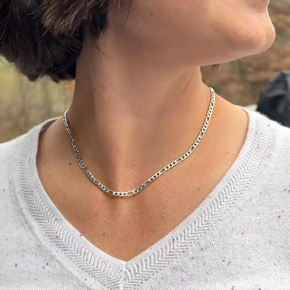 Figaro Chain Necklace Stainless Steel Real Gold Plated Chains for Men Women Jewelry Gift for Men Women